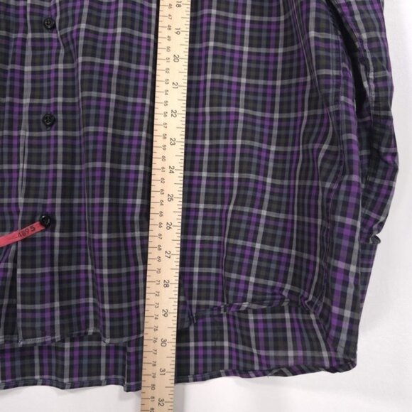 St. Croix ITALY🇮🇹MADE Men's Shirt Plaid Check Size LARGE Purple Black Cotton - Picture 6 of 9